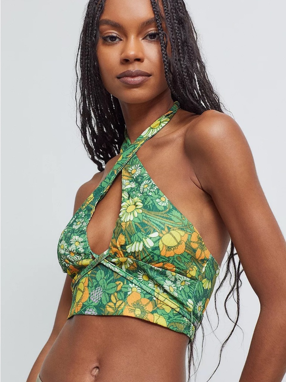 Urban Outfitters Valeria Floral Halter Crop Top